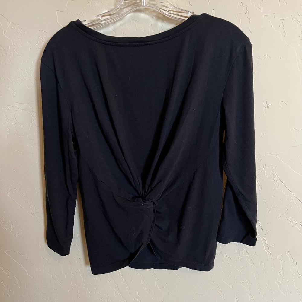 J Crew Black Long Sleeve Back-Twist Hem Pima Cotton Tee - Size Small